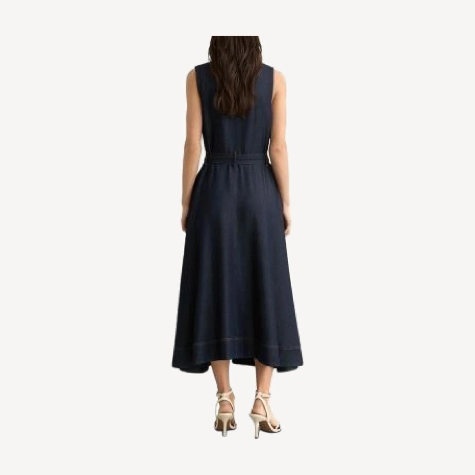 Reiss Remi Button Front Denim Dress in Indigo Blue