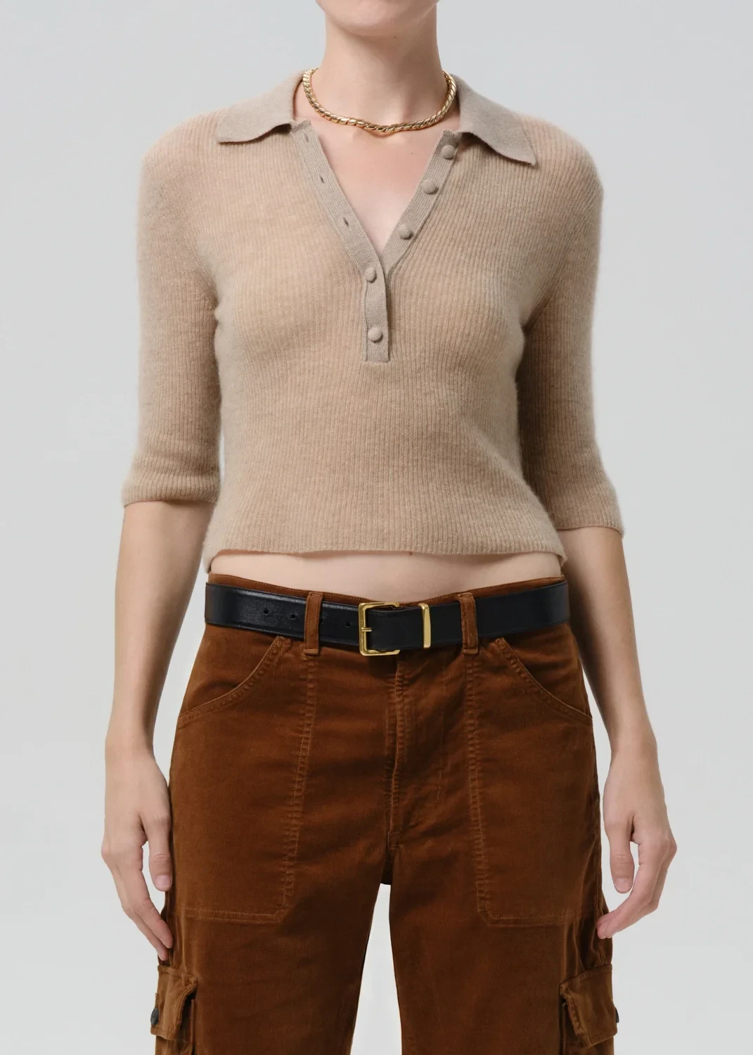 Amelie Polo Sweater in Fawn
