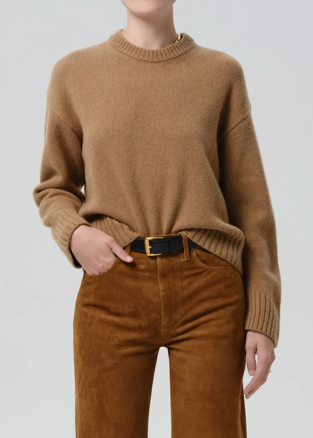 Freshman Crewneck Sweater in Camel