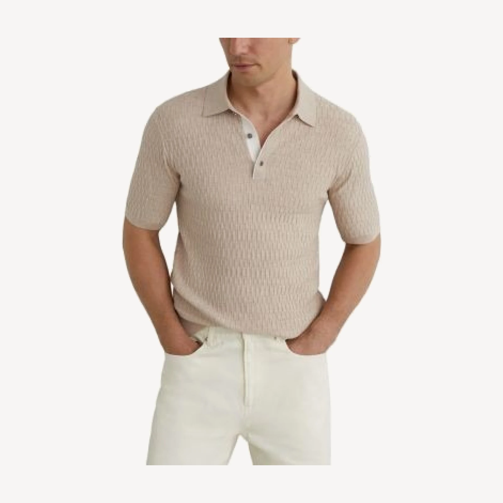 Reiss Slim Fit Oatmeal Brown Polo Shirt