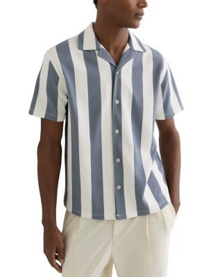 Reiss Dexter Regular Fit Airforce Blue Stripe Shirt