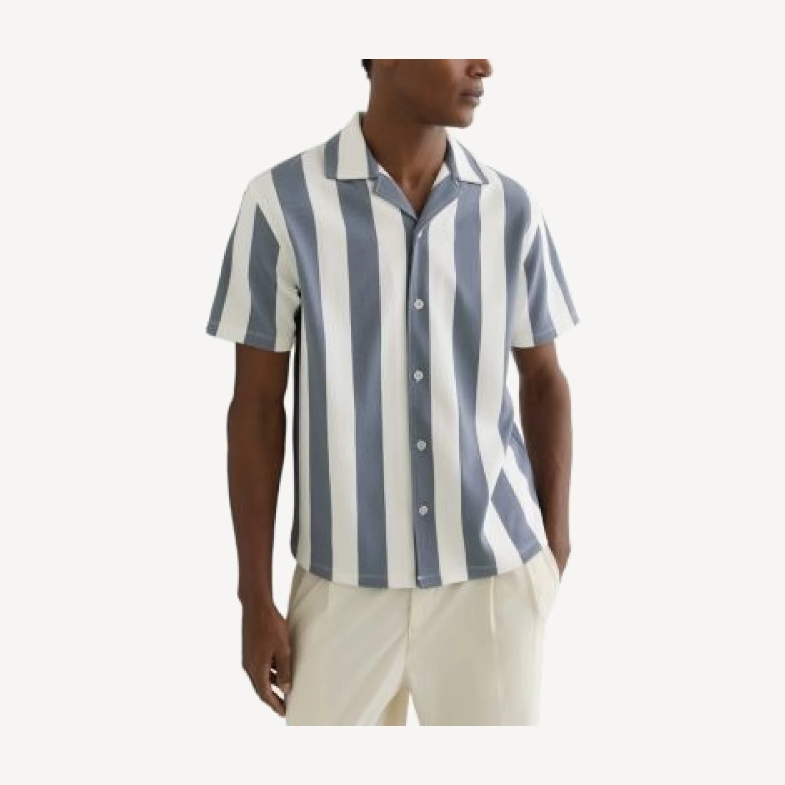 Reiss Dexter Regular Fit Airforce Blue Stripe Shirt