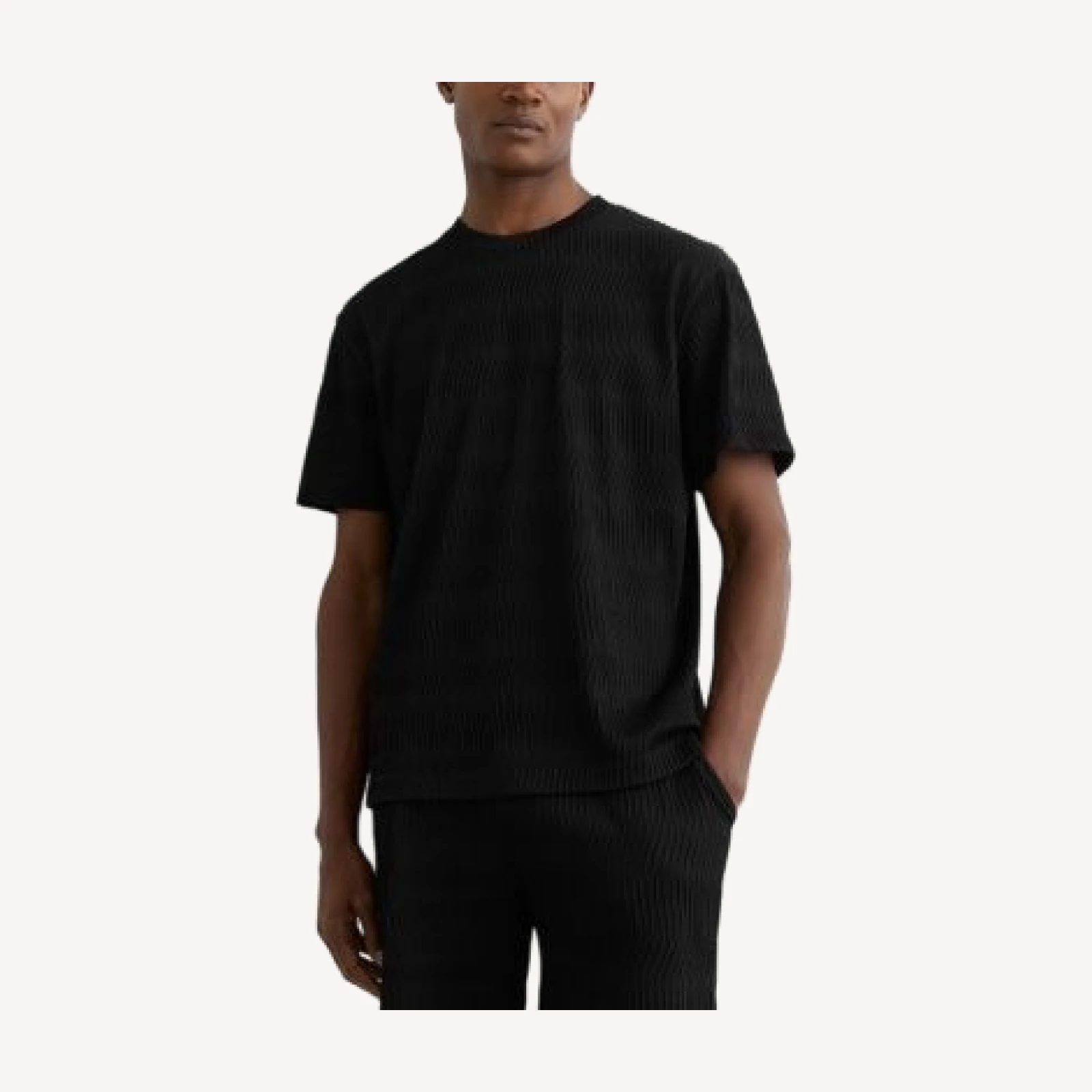 Reiss Relaxed Fit Textured Wave Jacquard T-Shirt