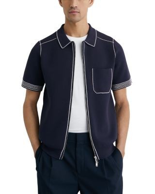 Reiss Blake Regular Fit Contrast Pipe Navy Shirt