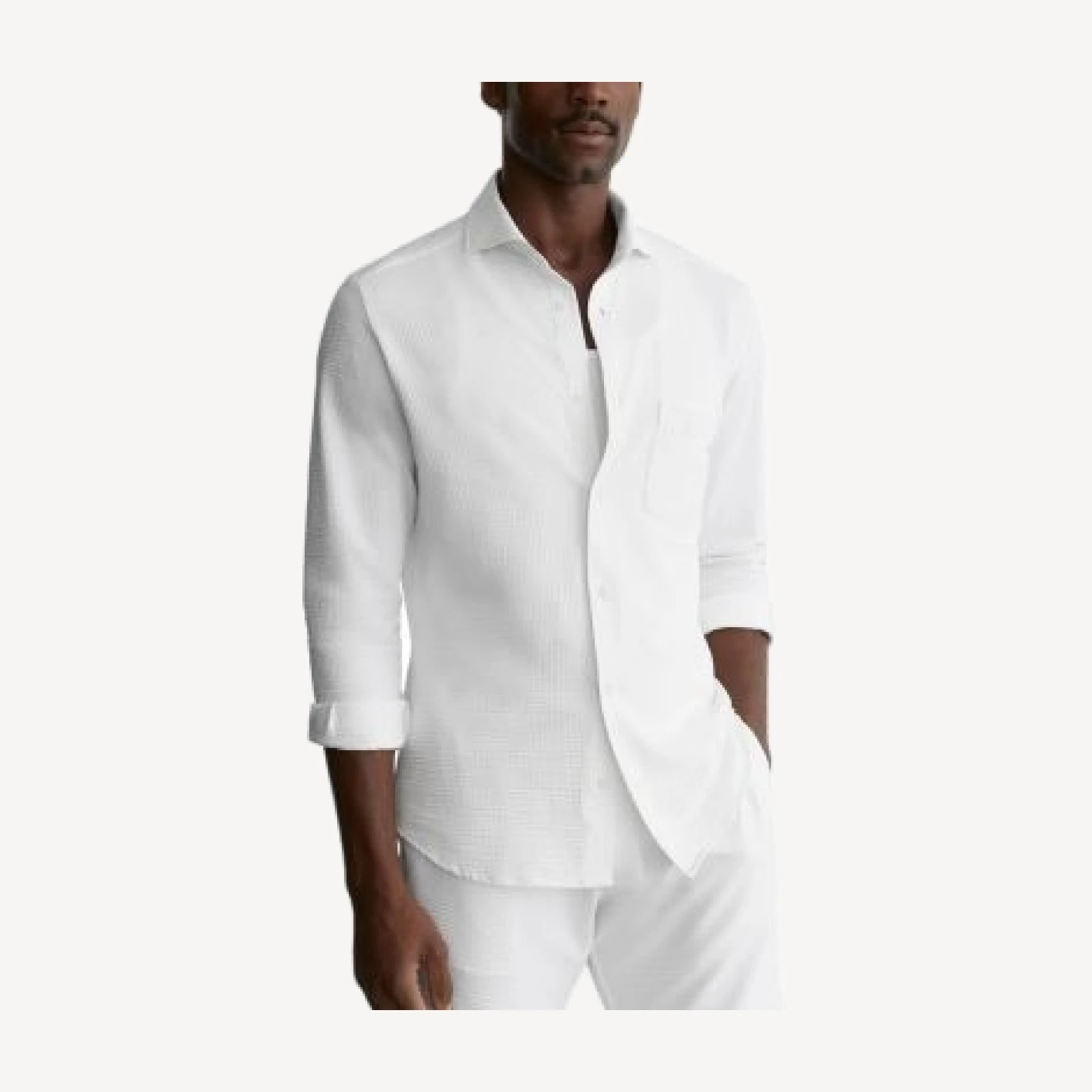 Reiss Solarko Long Sleeve Seersucker Shirt
