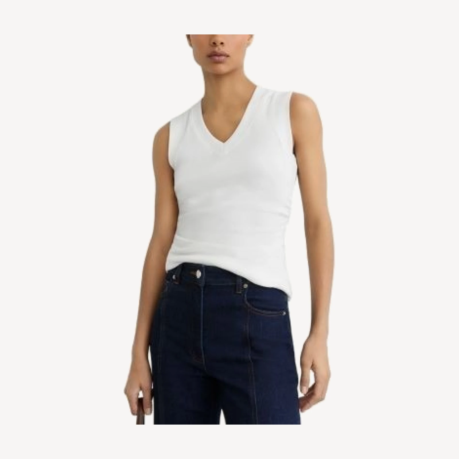 Reiss Ruched V Neck Ribbed Top