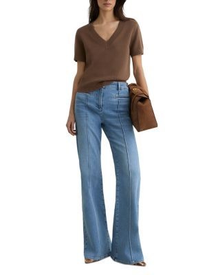 Reiss Valerie Short Sleeve V Neck Tee