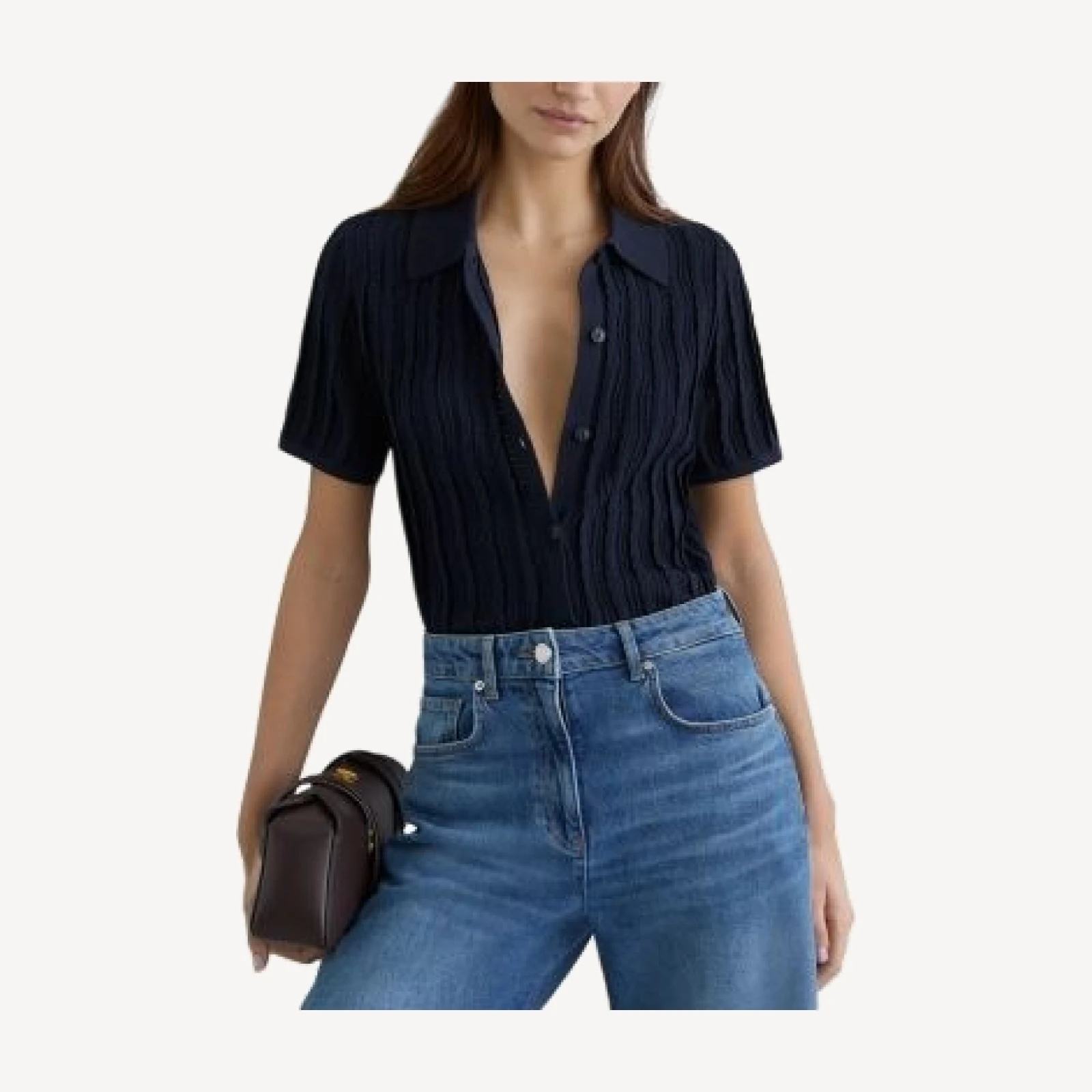 Reiss Audrey Textured Knit Shirt