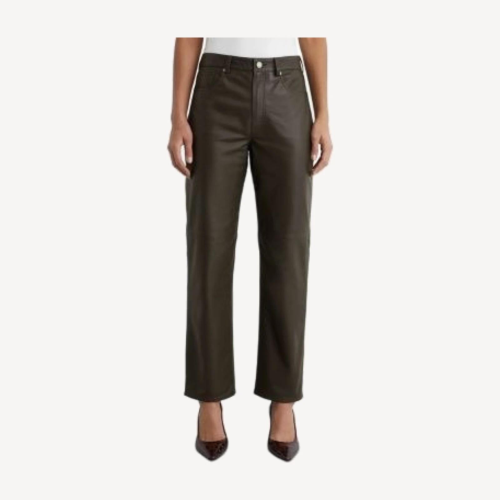Reiss Slim Leg Leather Trousers