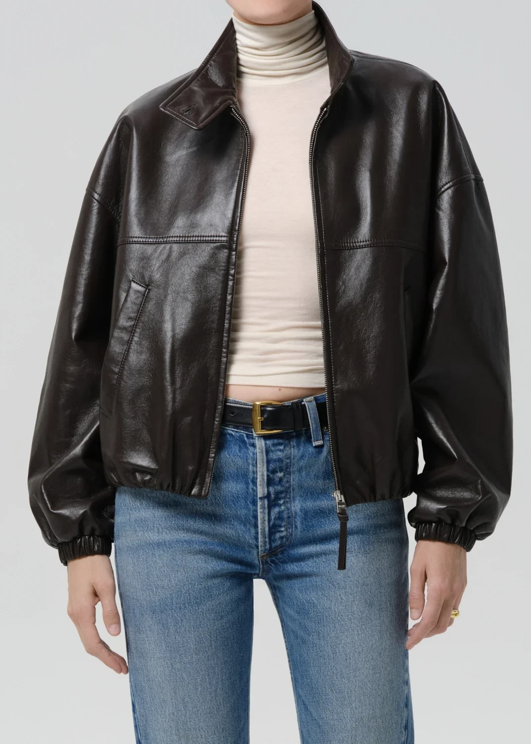 Barracuta Bubble Recycled Leather Jacket in Chocolate Dark Brown