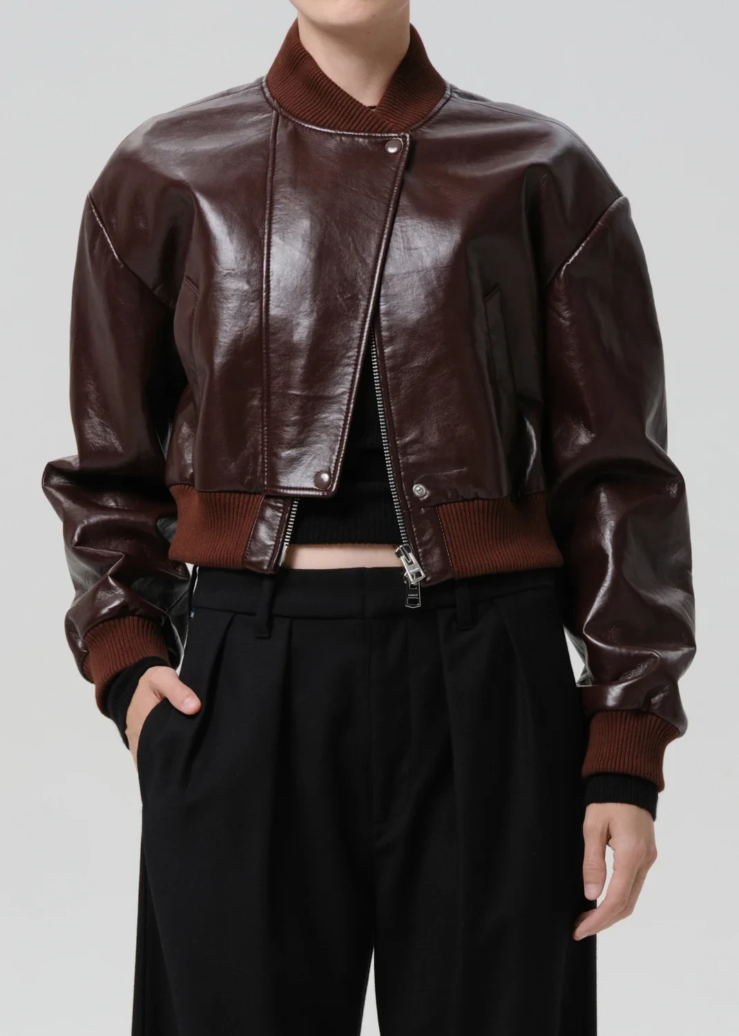 Camille Moto Recycled Leather Jacket in Burgundy