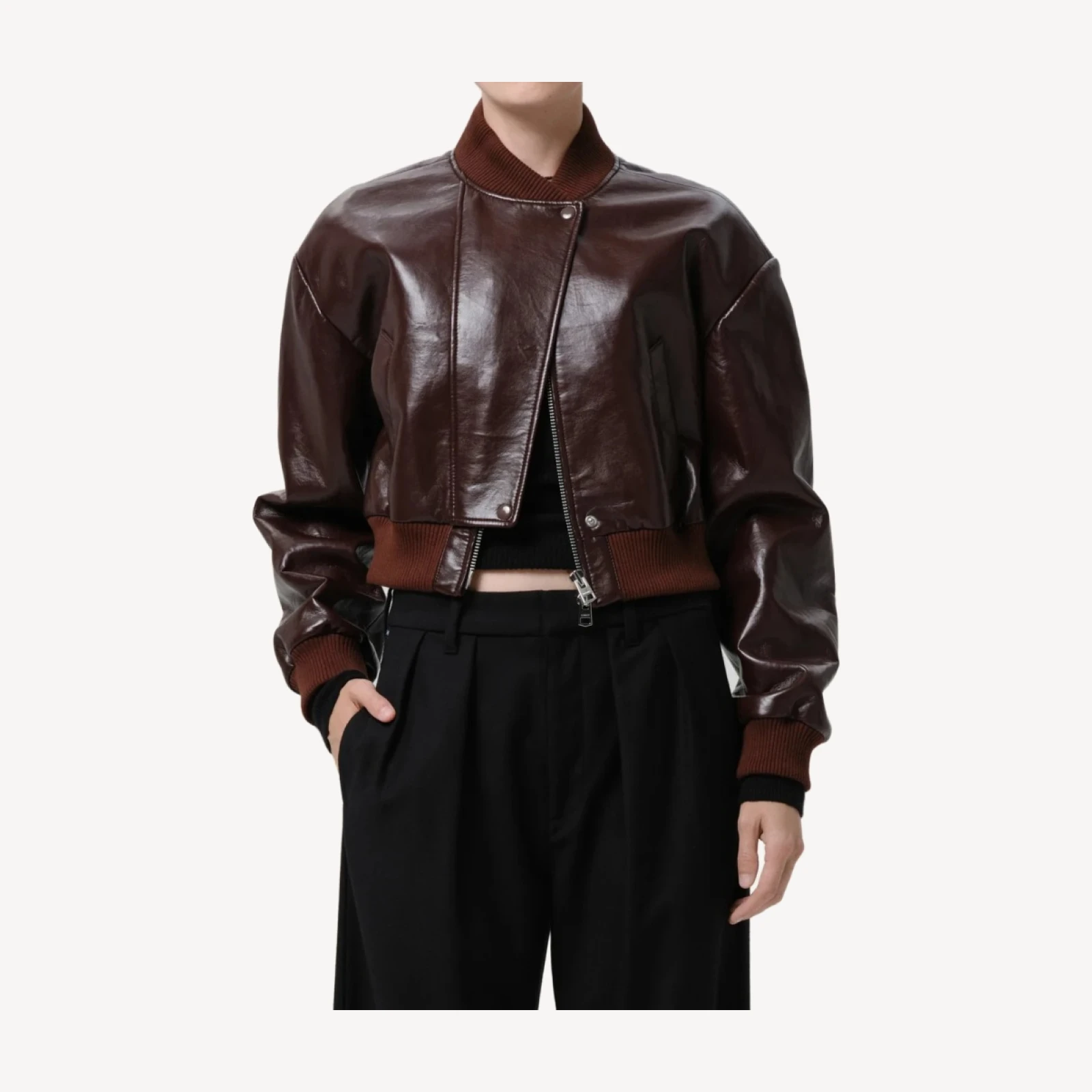 Camille Moto Recycled Leather Jacket in Burgundy