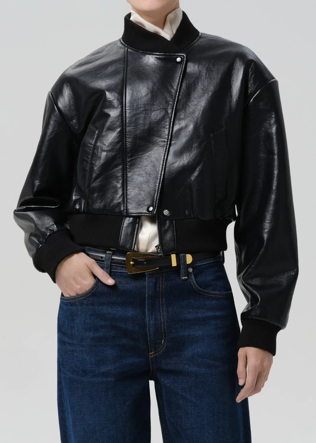 Camille Moto Recycled Leather Jacket in Black
