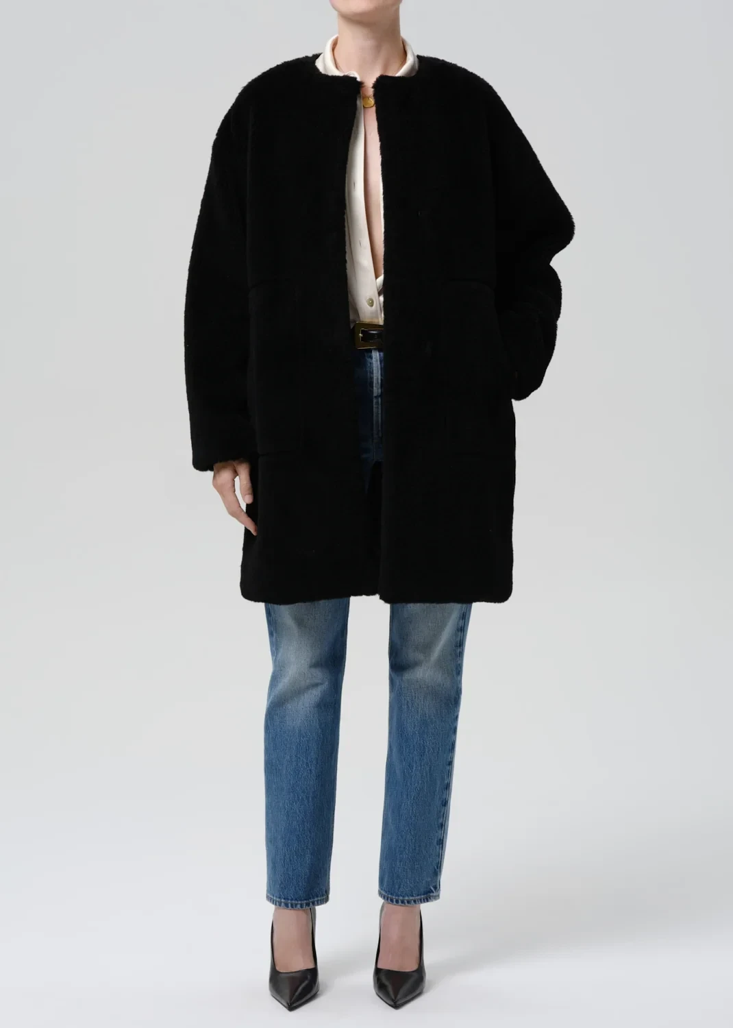 Martina Long Sherpa Coat in Black