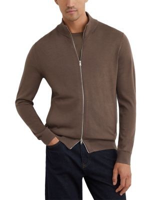 Reiss Hampshire Wool Slim Zip Cardigan Sweater