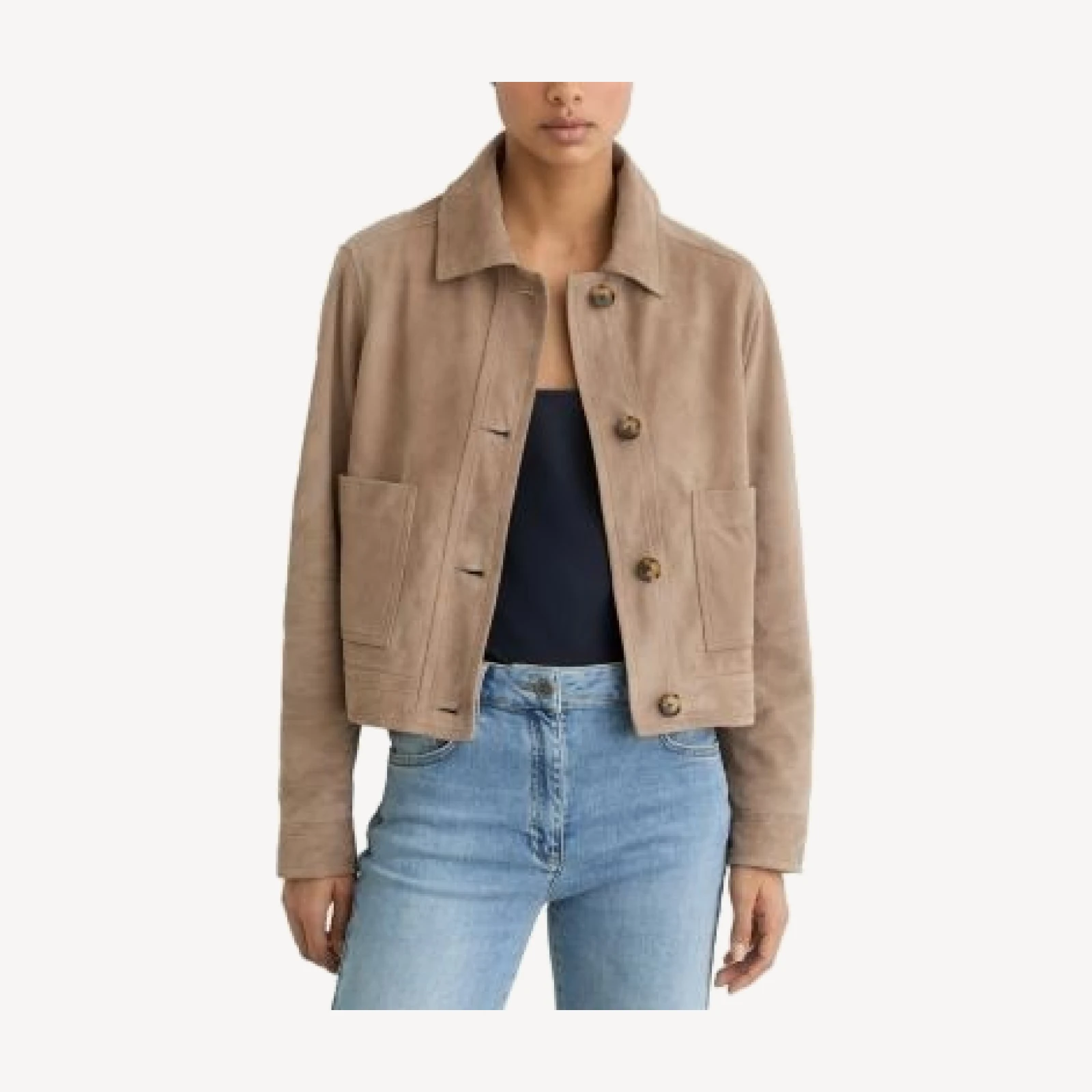 Reiss Petites Suede Trucker Jacket