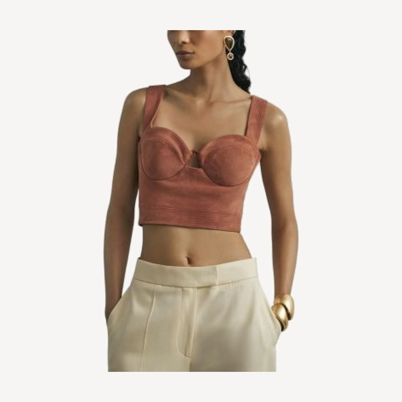 Reiss Farley Suede Bustier Top