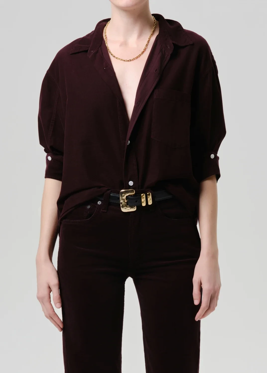 Kayla Baby Corduroy Shirt in Eggplant