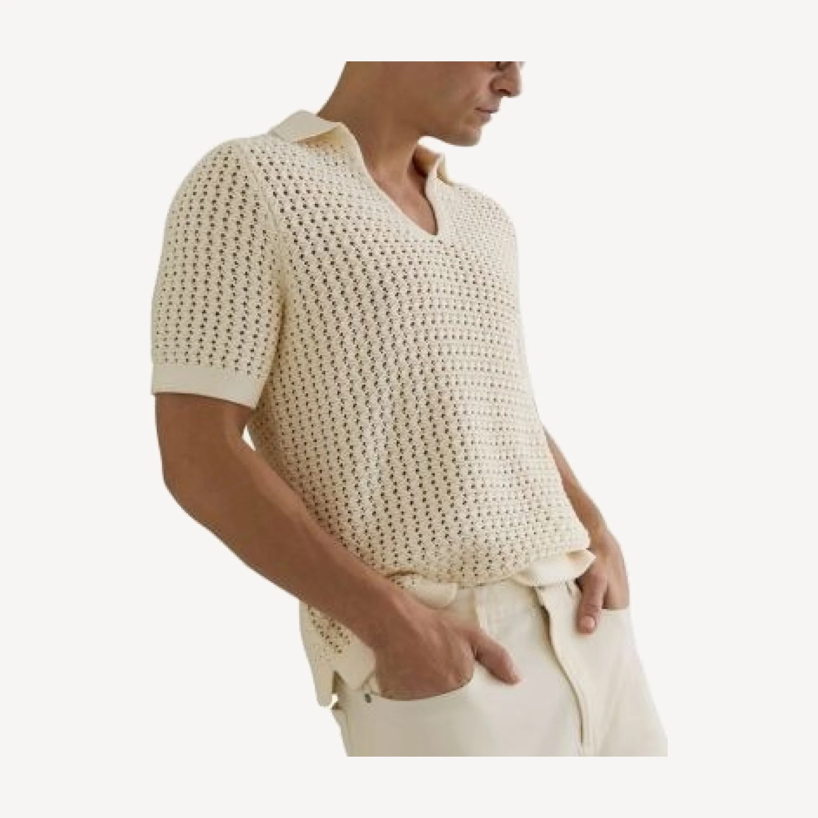 Reiss Bronwyn Crochet Polo Shirt