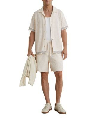 Reiss Aliso Short Sleeve Crochet Tape Cuban Shirt