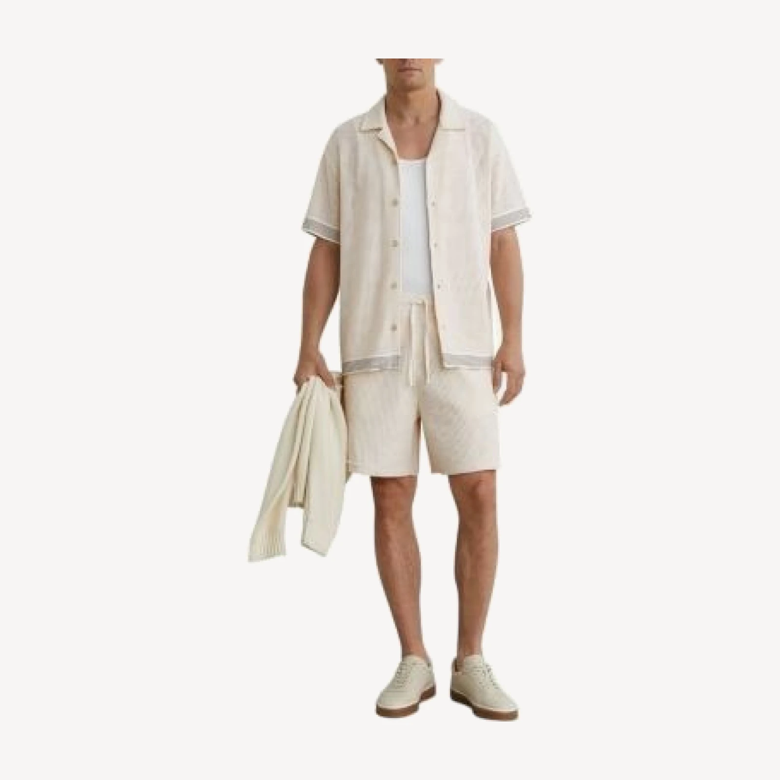 Reiss Aliso Short Sleeve Crochet Tape Cuban Shirt