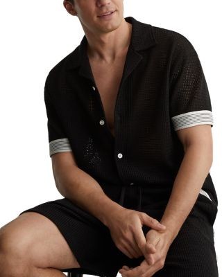 Reiss Aliso Short Sleeve Crochet Tape Cuban Shirt