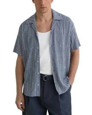 Reiss Max Short Sleeve Textured Stripe Shirt