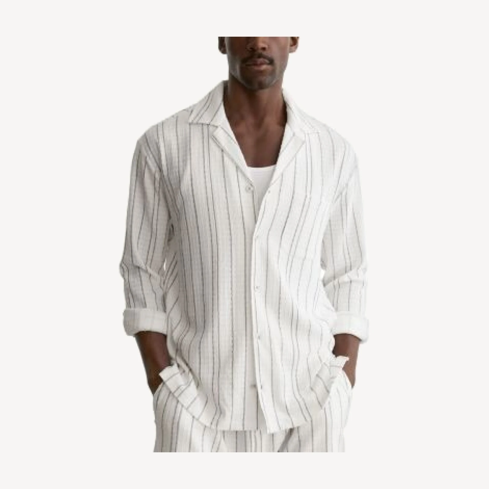 Reiss Ford Long Sleeve Textured Stripe Shirt