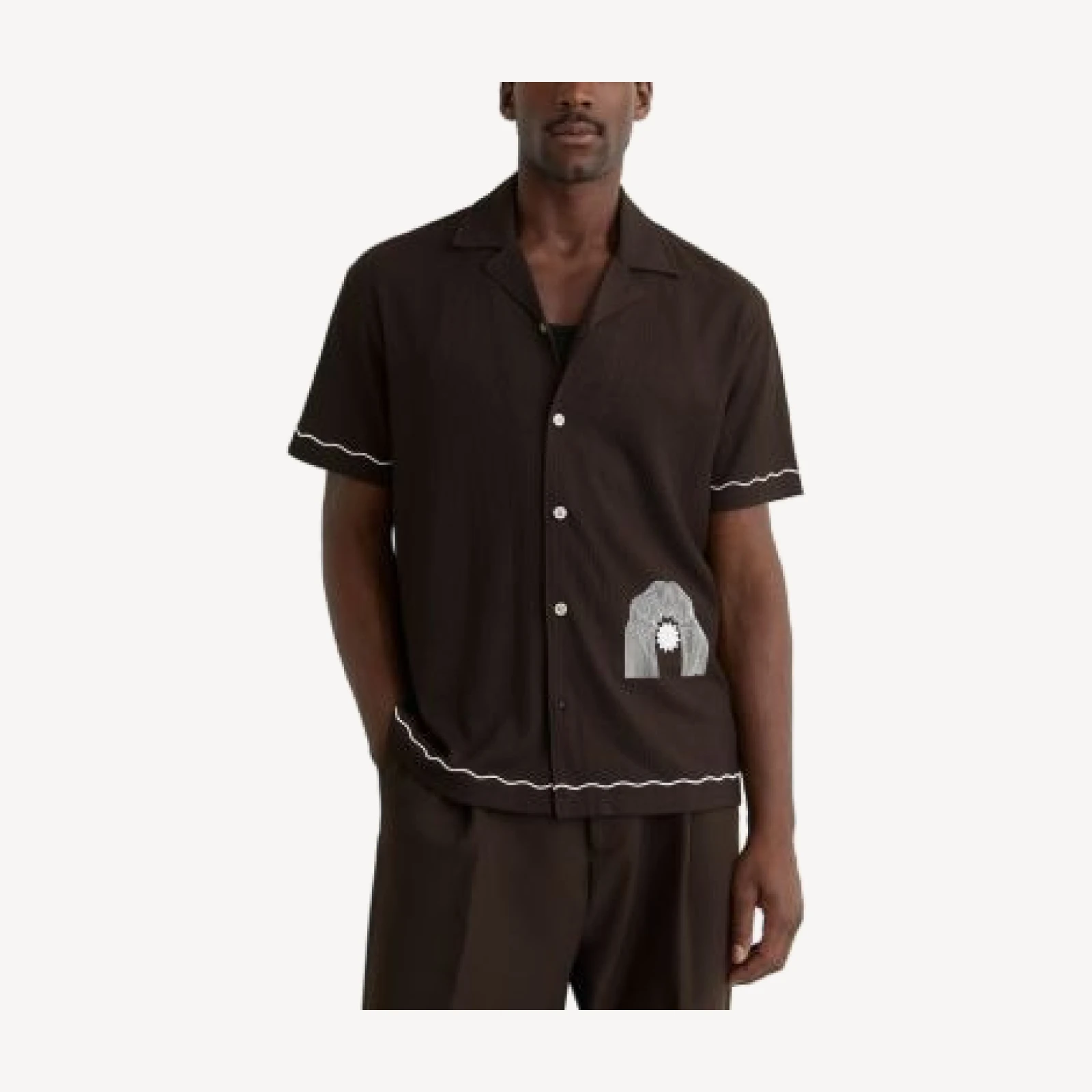 Reiss Solano Short Sleeve Textured Printed Shirt