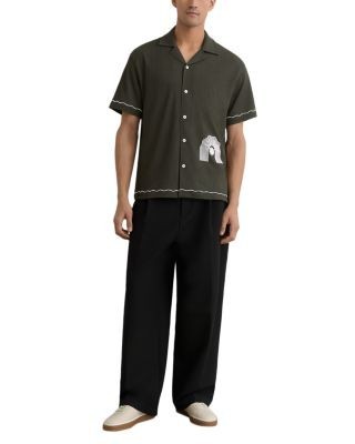 Reiss Solano Short Sleeve Textured Printed Shirt
