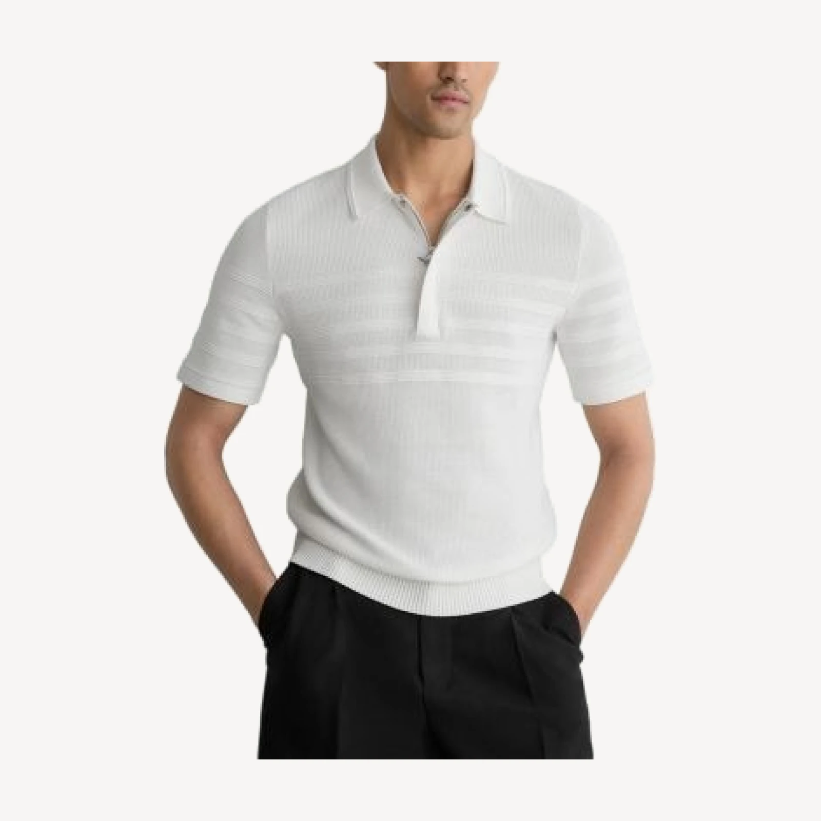Reiss Falklands Slim Fit Concealed Half Zip Polo Shirt