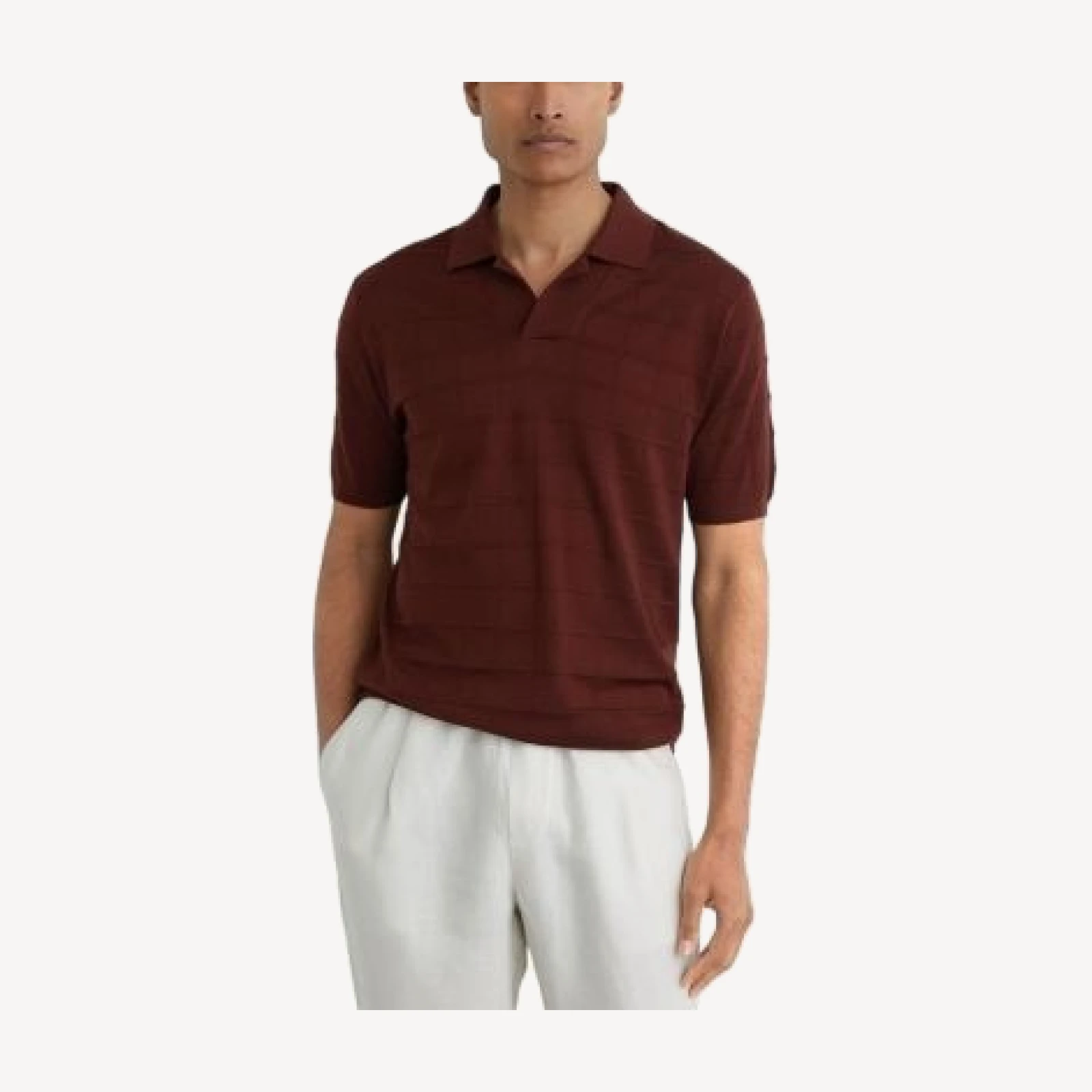 Reiss Serval Open Collar Sweater Polo
