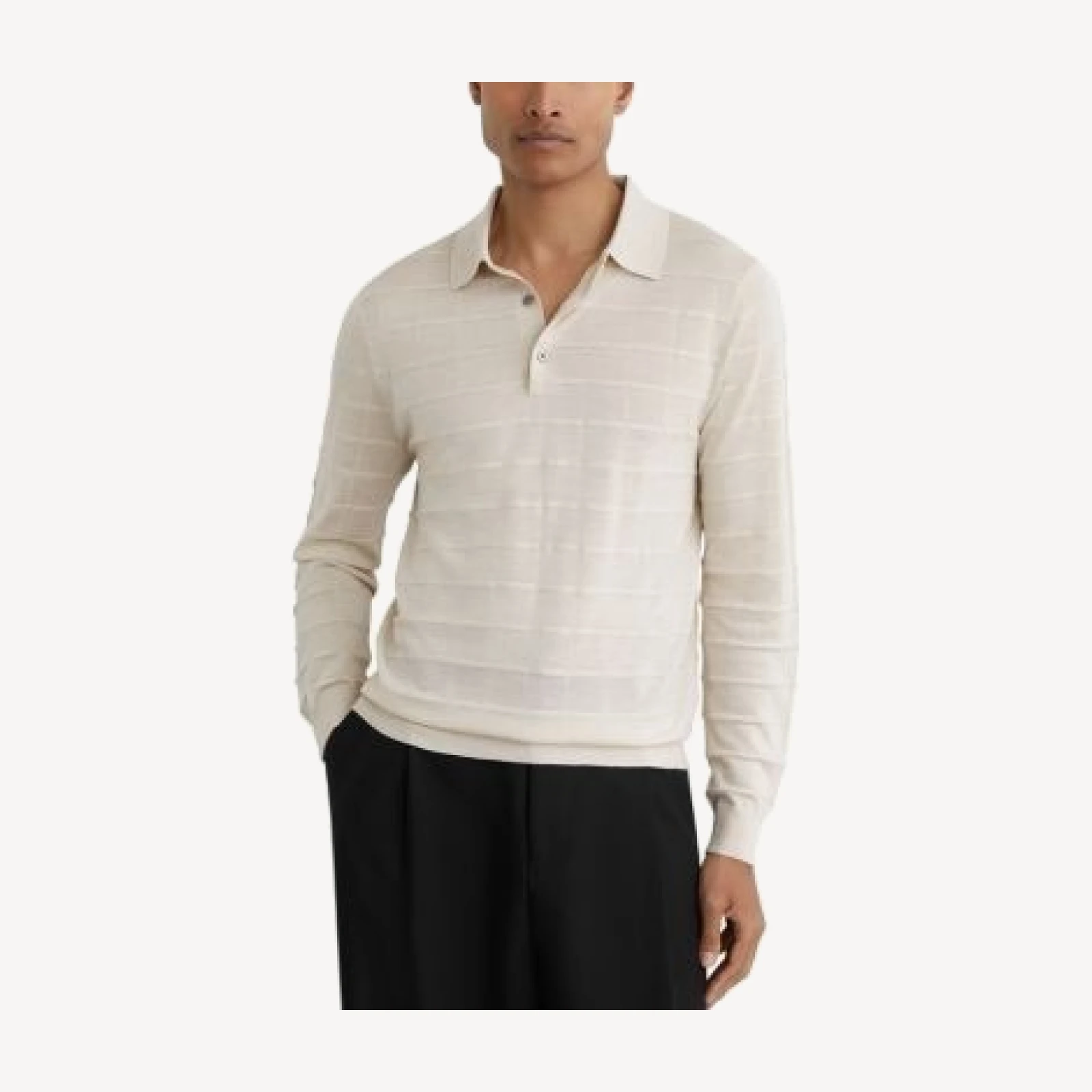 Reiss Pallas Checked Long Sleeve Sweater Polo