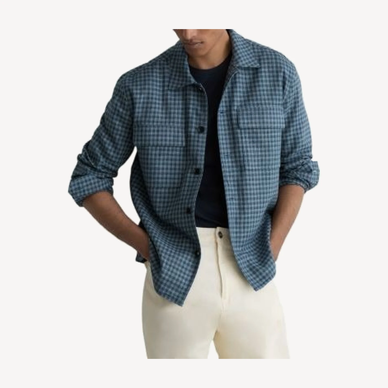 Reiss Sever Cotton Blend Linen Check Overshirt