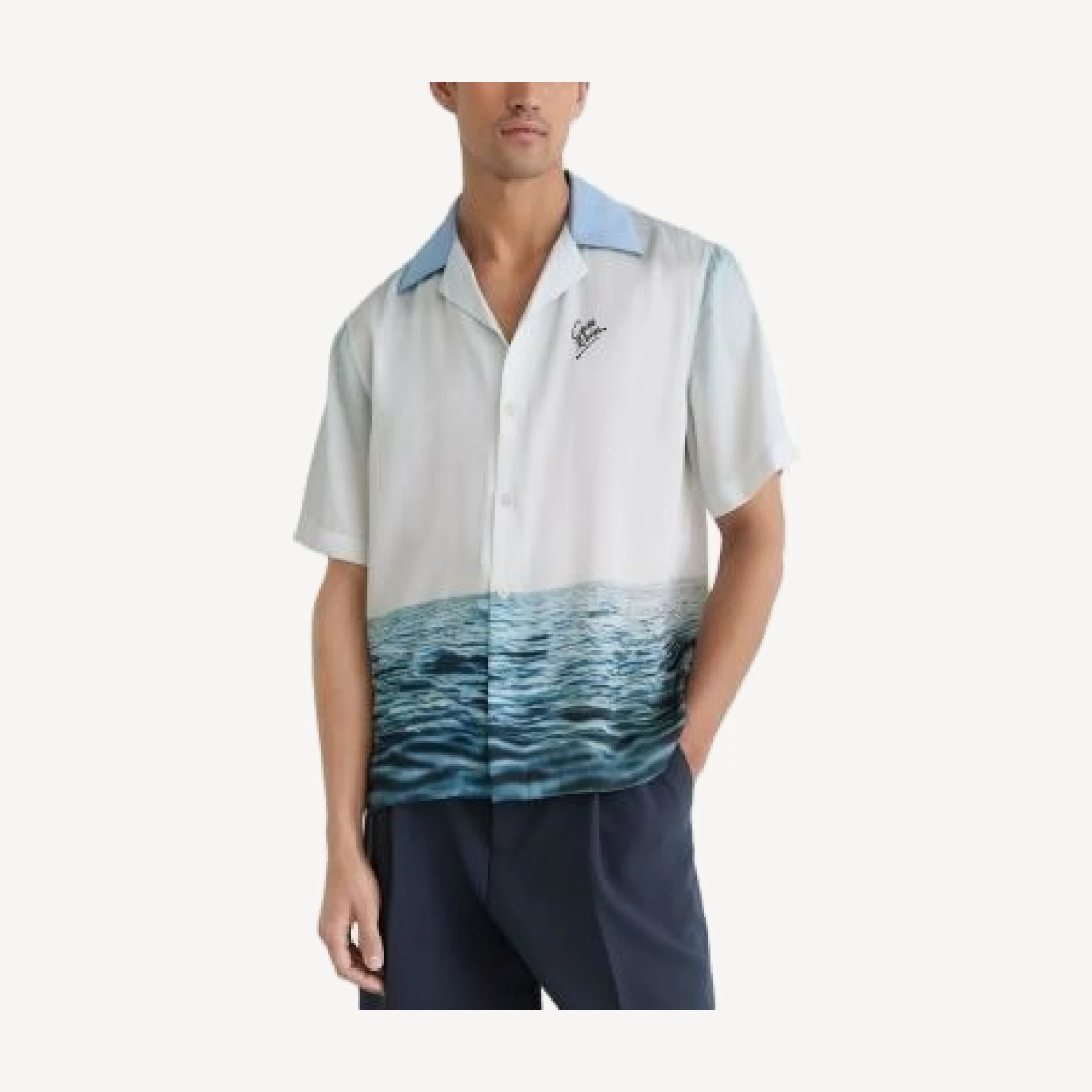 Reiss Dive Landscape Cuban Collar Shirt