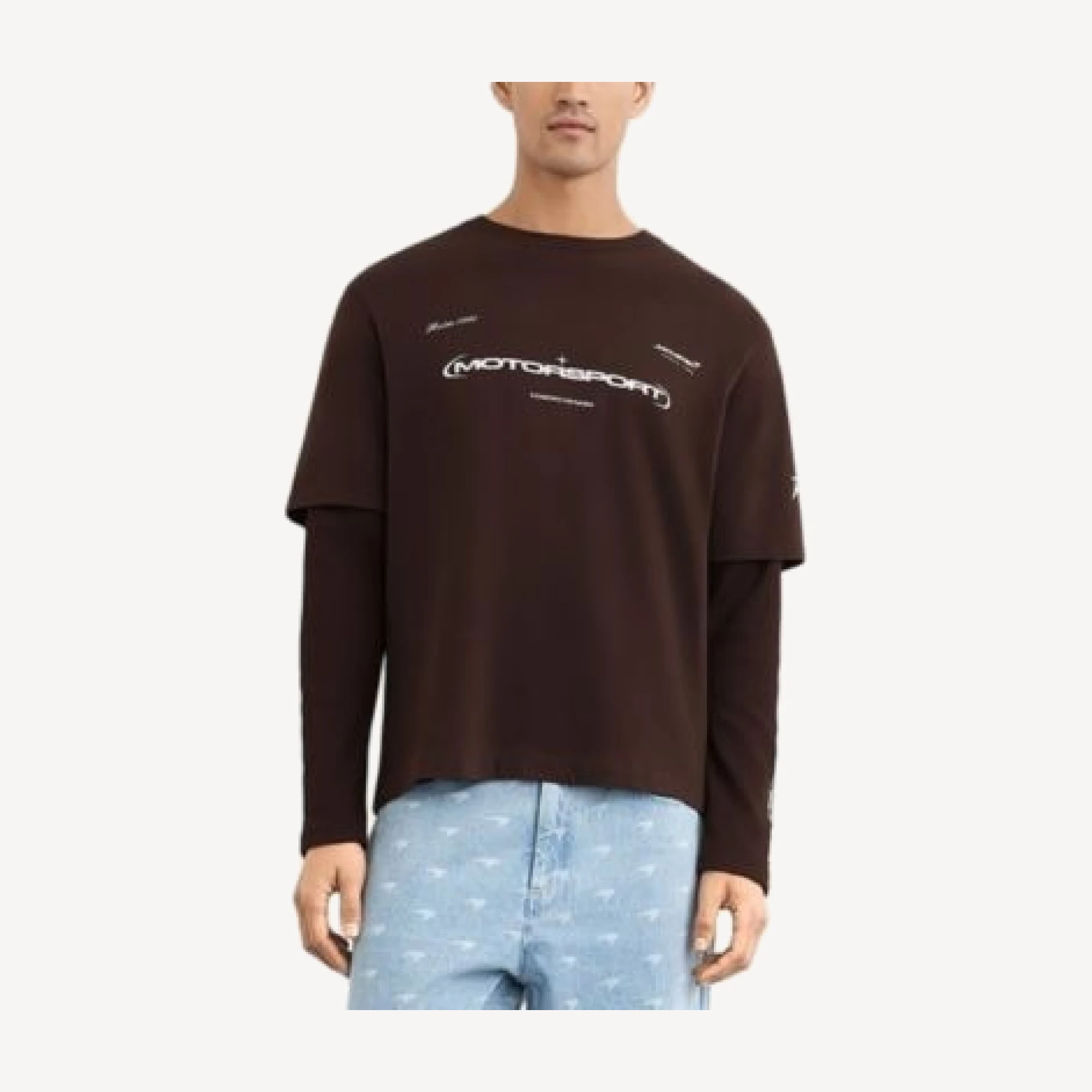 Reiss x McLaren Unisex Rovik Double Layer Long Sleeve T Shirt