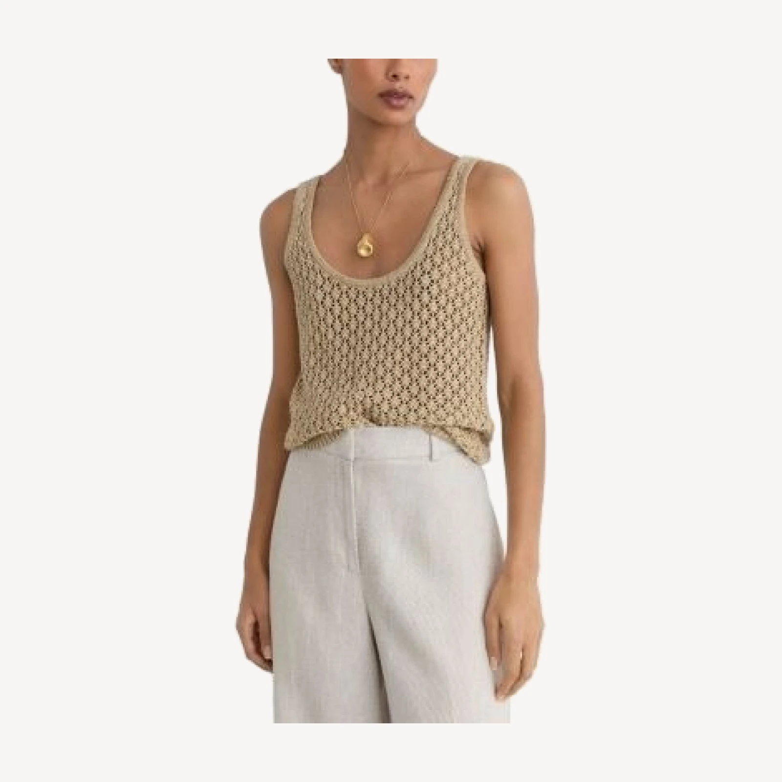 Reiss Colette Open Stitch Linen Vest