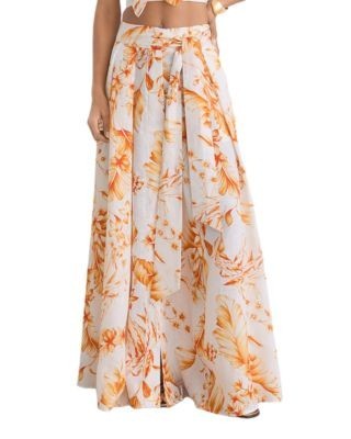 Reiss Milly Floral Print Linen Skirt