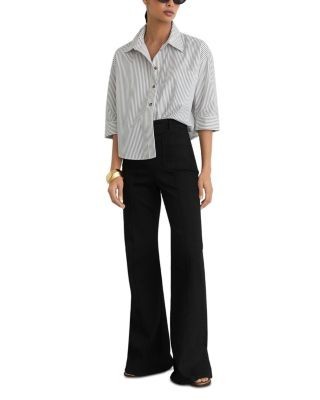 Reiss Cropped Cotton Stripe Button Down Shirt