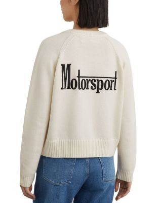 Reiss Louise Long Sleeved Merino Wool Cropped Crewneck Cardigan