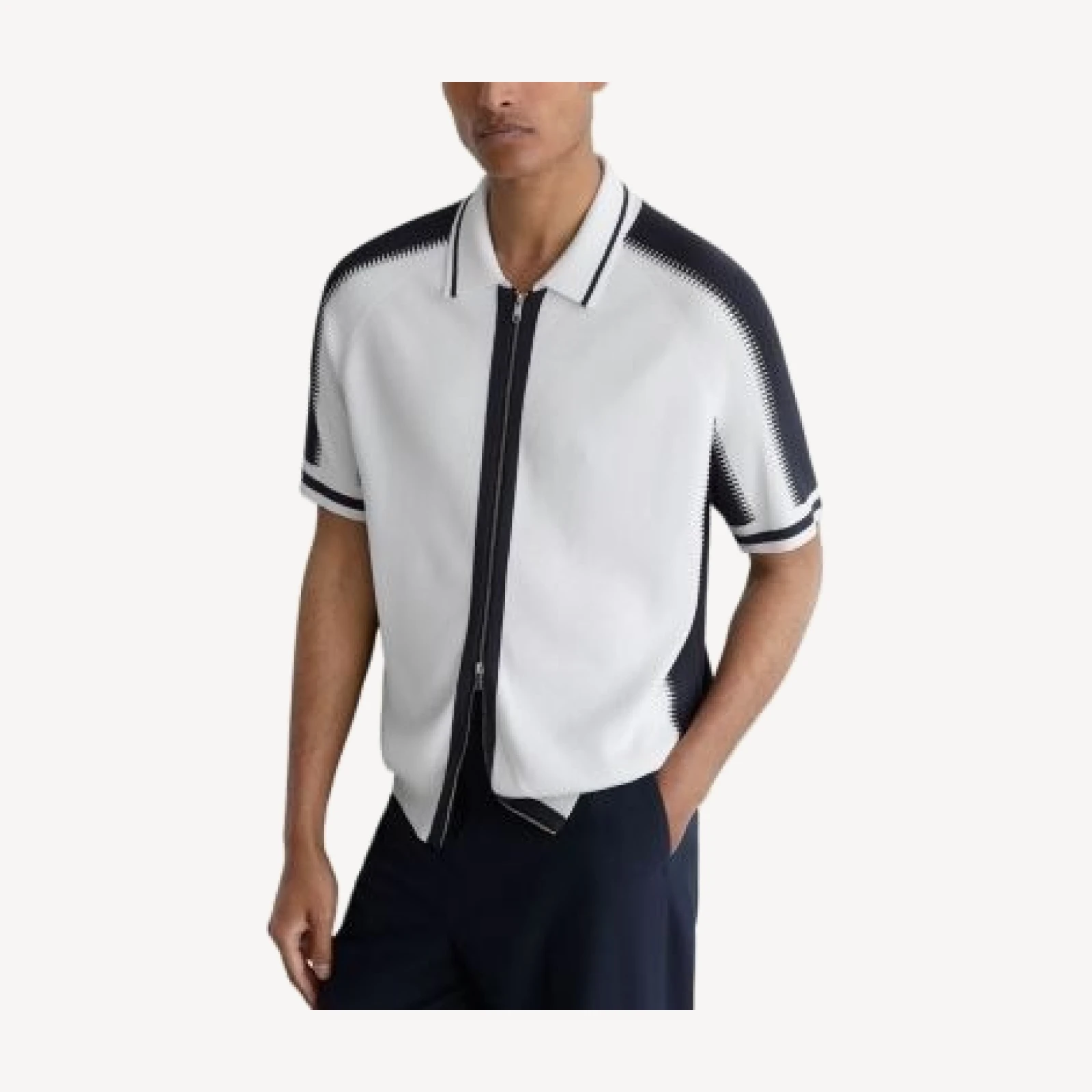 Reiss Kelney Zip Through Stripe Shirt