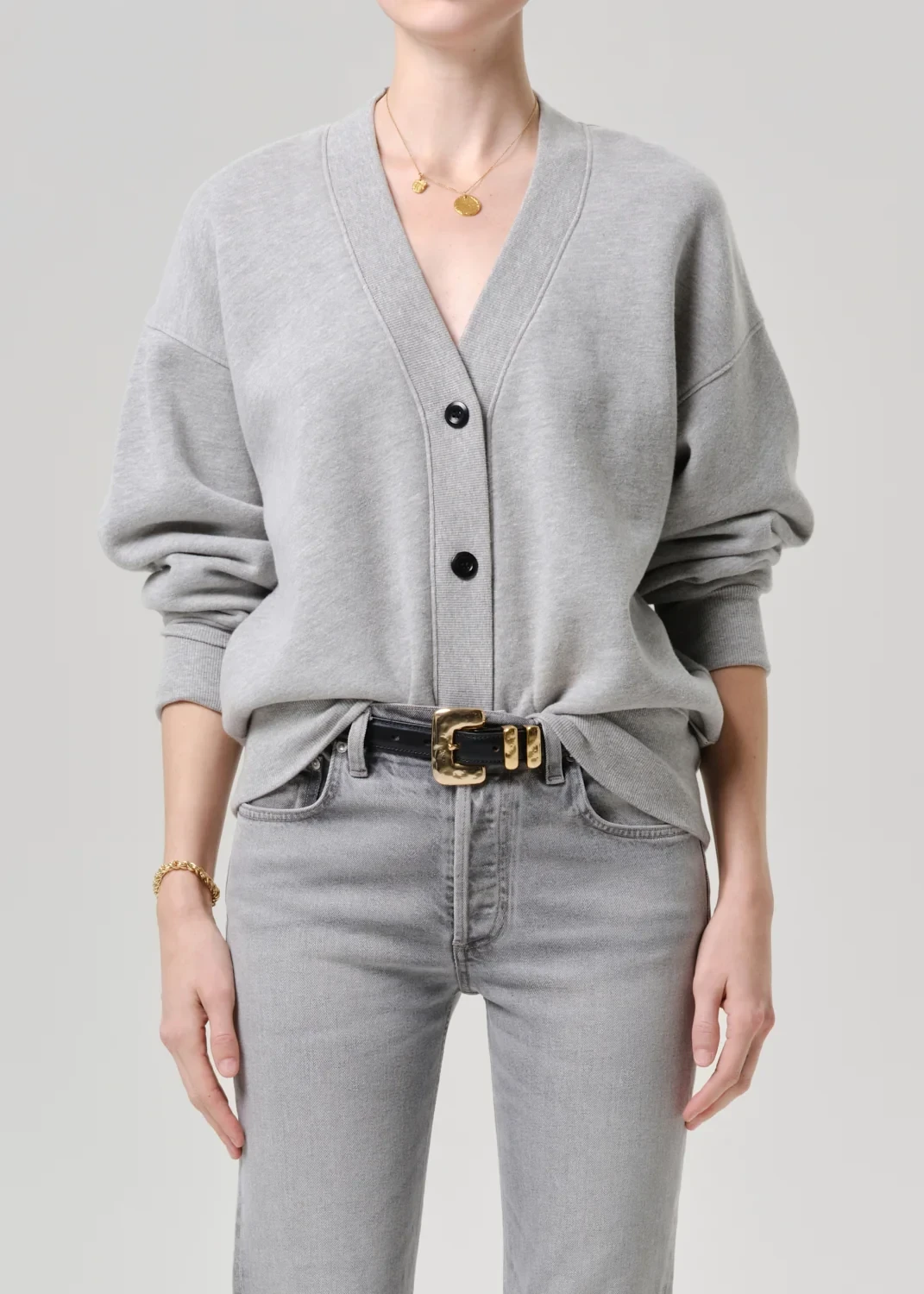 Fleece Cardigan in Heather Grey