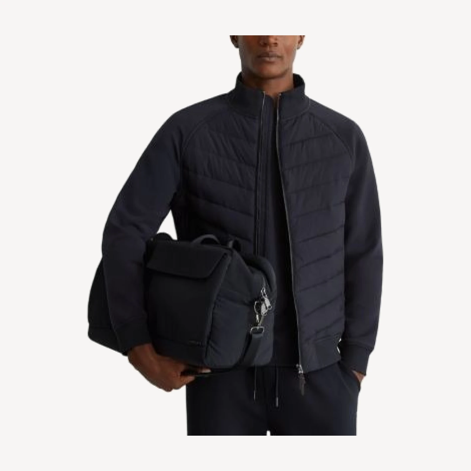 Reiss Calvorn Stand Collar Zip Interlock Quilted Jacket