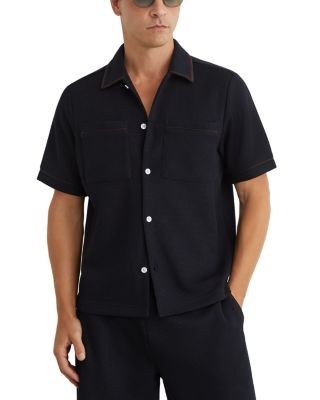 Reiss Weaver Short Sleeve Textured Piped Shirt