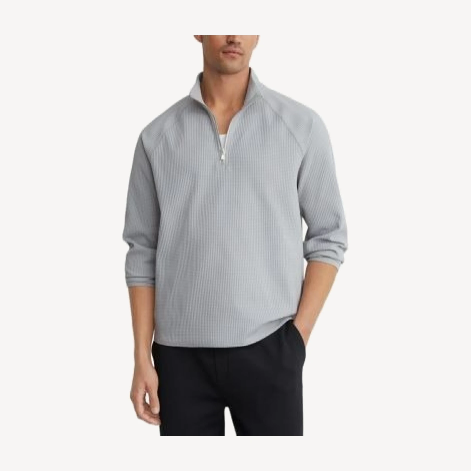 Reiss Lennox Half Zip Waffle Knit Sweatshirt