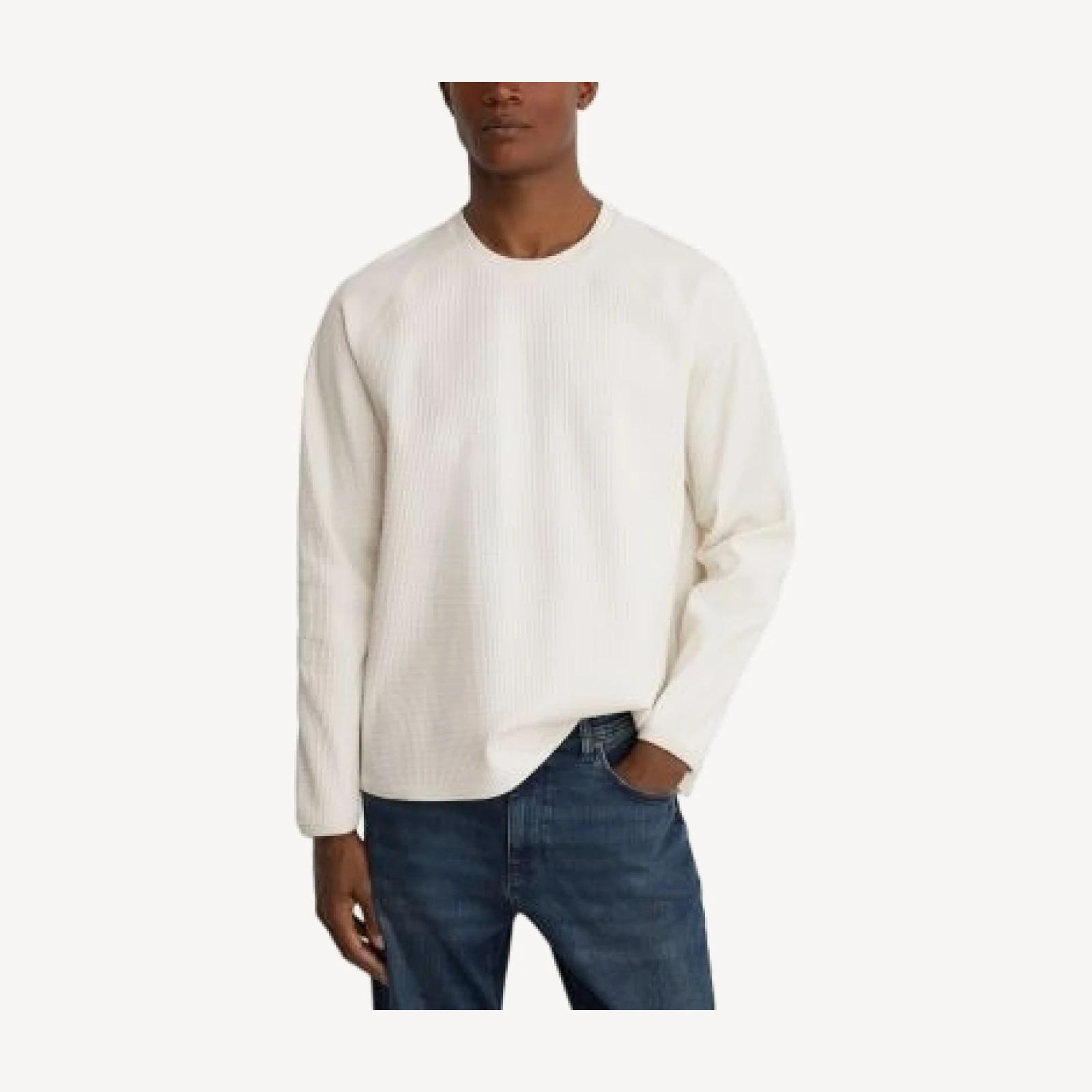 Reiss Soren Waffle Knit Crewneck Sweatshirt