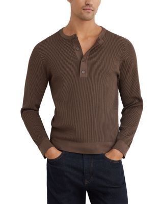 Reiss Declan Ribbed Crewneck Henley Shirt