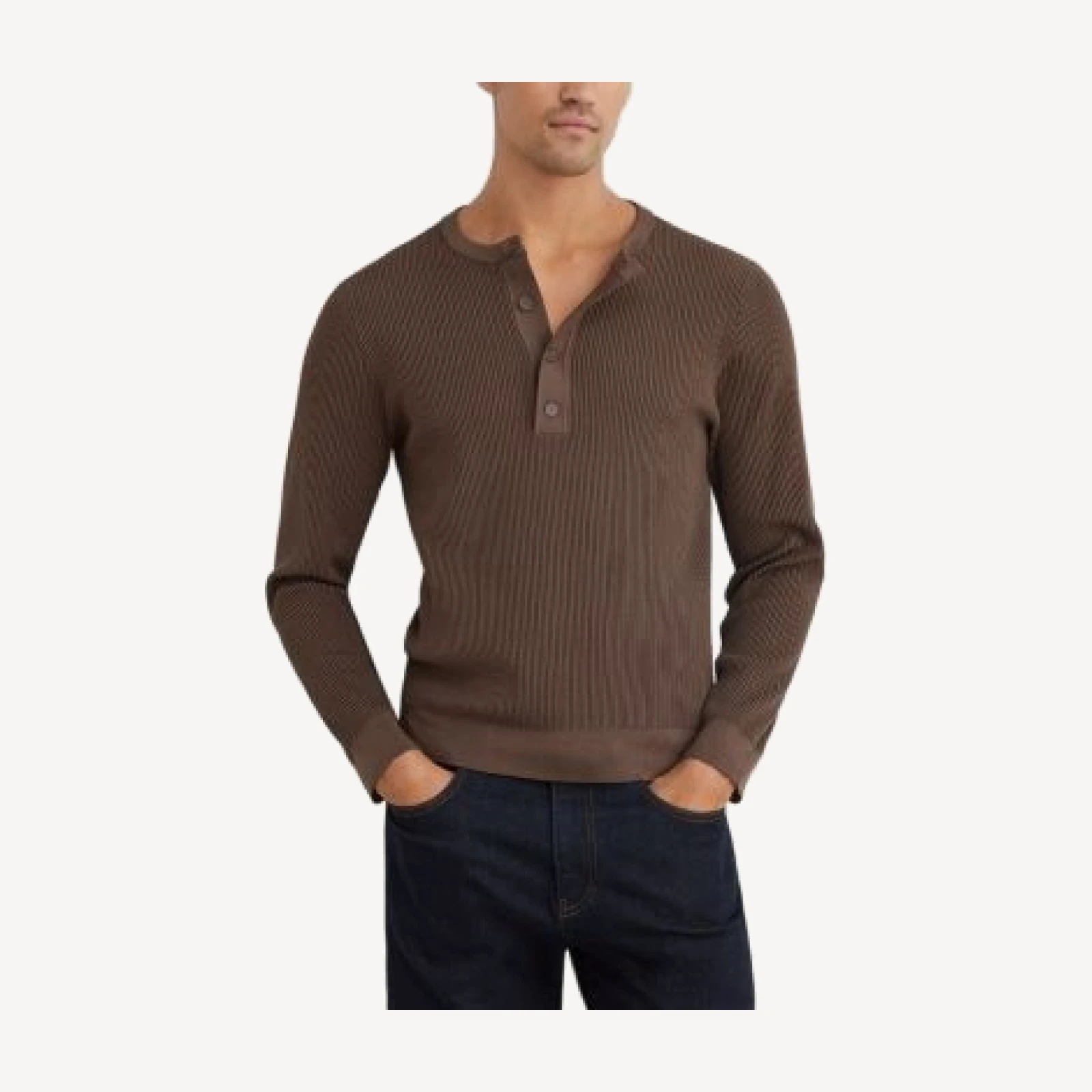 Reiss Declan Ribbed Crewneck Henley Shirt