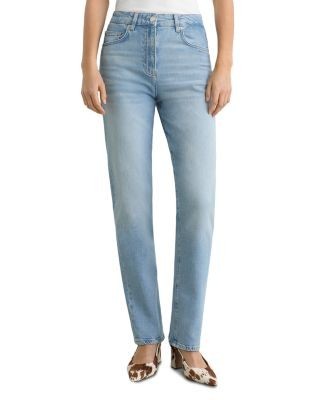 Reiss Aubrey High Rise Straight Leg Jeans in Light Blue