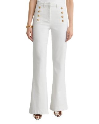 Reiss Athena High Rise Flared Jeans in White